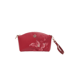 Embroidery Leather Red Magnolia Women‘s Handbag Wallet