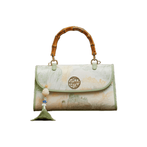 Chinese Style Mulberry Silk Bamboo Handle Light Green Handbag