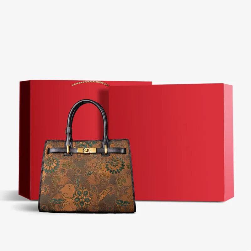 Handmade Song Brocade Chinoiserie Vintage Brown Kelly Bag - Image 13