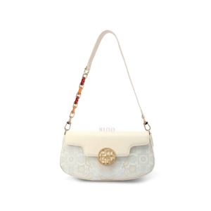 Octagonal Gradient Brocade White Luxury Shoulder Bag