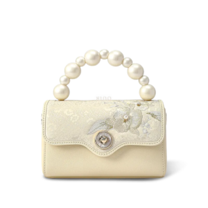 Luxury Orchid Butterfly Design Embroidered Silk Handbag