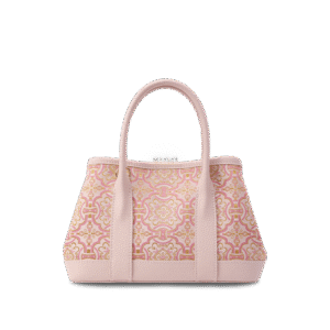 Song Brocade Pink DingSheng Motif Embroidery Leather Crossbody Bag