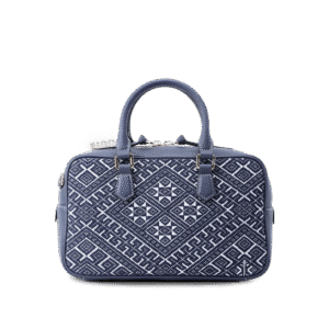 Zhuang Brocade  Flying Swallow Motif  Embroidered Leather Crossbody Bag